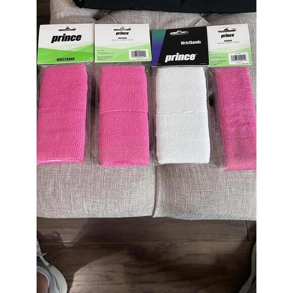 Lot of Prince Tennis Wristbands and Headband- Pink and White - Picture 2 of 2